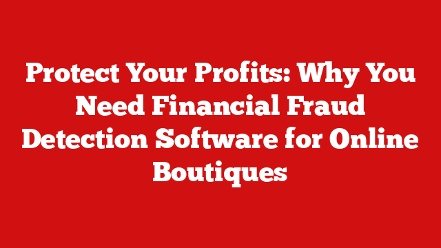 Protect Your Profits: Why You Need Financial Fraud Detection Software for Online Boutiques